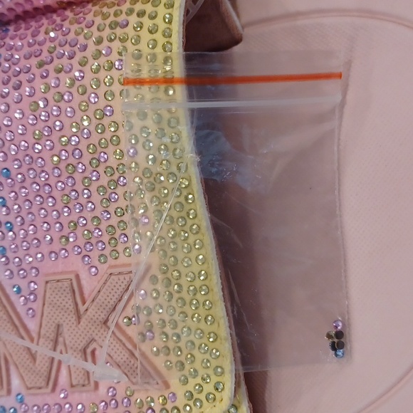 Michael Kors MK Sequined Rainbow Embellished Slide Sandal Women’s Size 9 W/Flaw - Picture 9 of 15